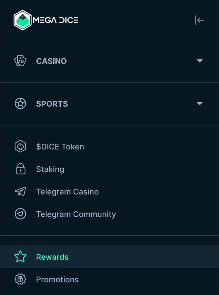 Schermata di registrazione mobile su Megadice
